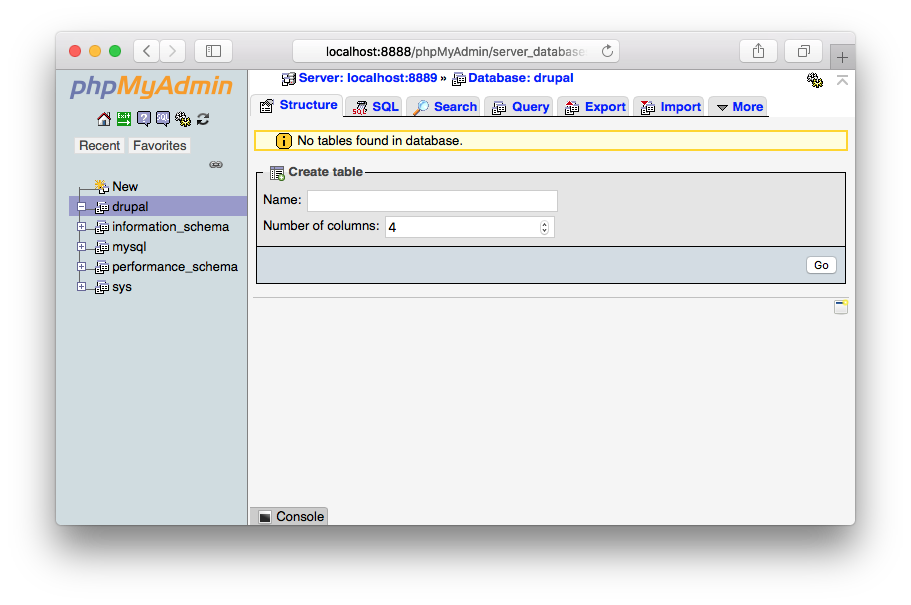 MAMP - phpMyAdmin - No tables found in database