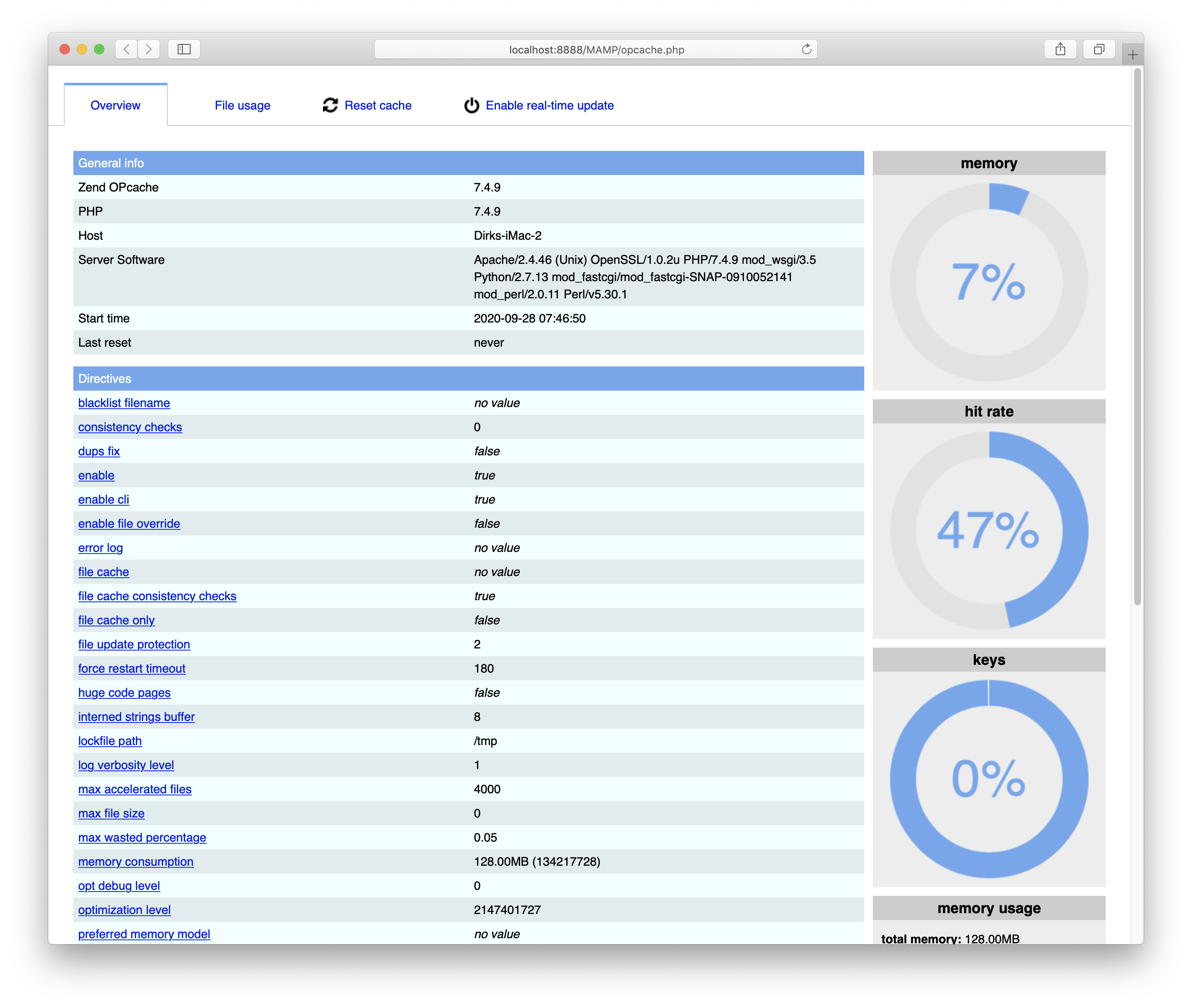 MAMP - WebStart - Tools - OPCache