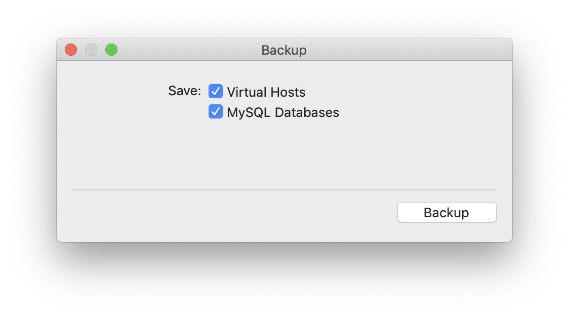 MAMP PRO - Create Backup - Step 1