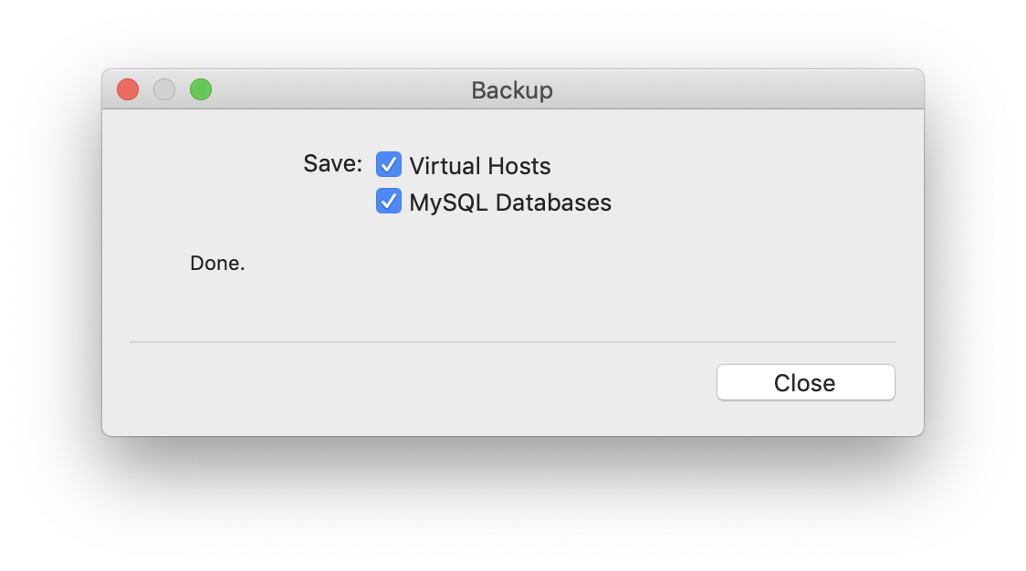 MAMP PRO - Create Backup - Step 3