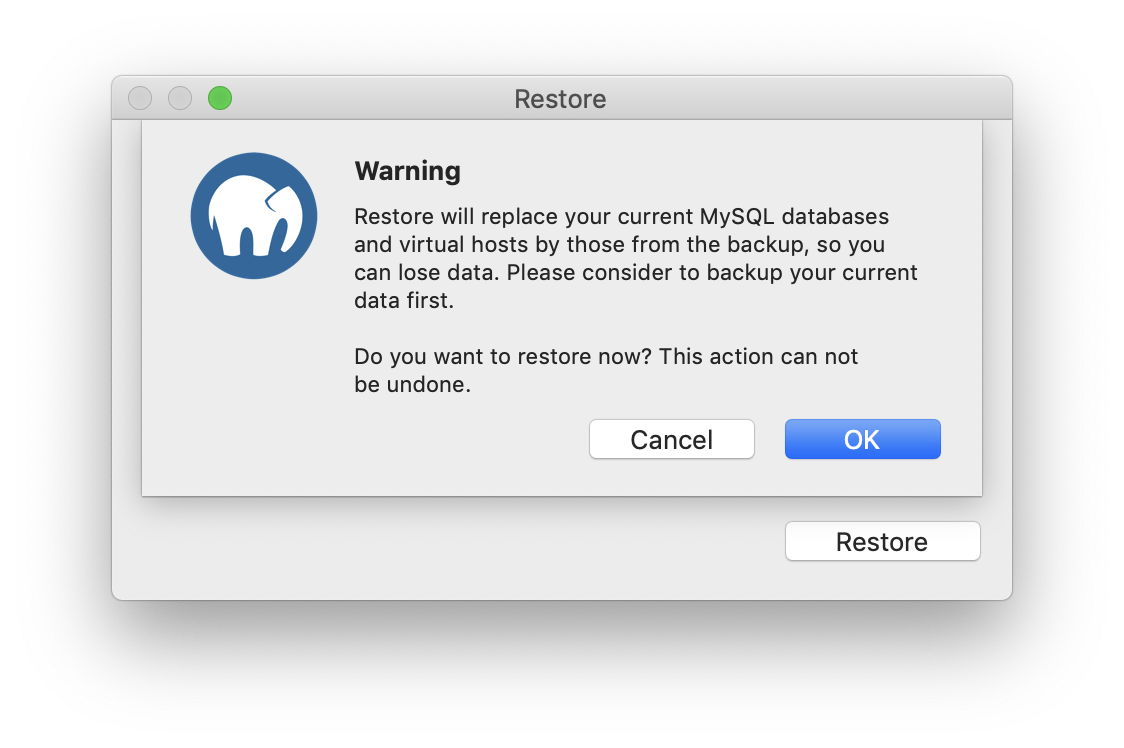 MAMP PRO - Restore Backup - Step 2