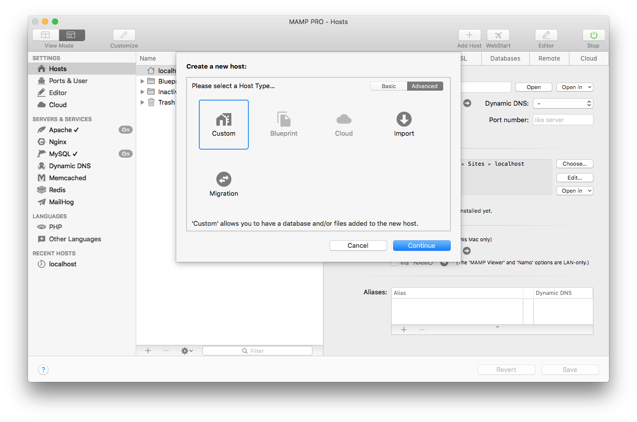 MAMP PRO - Create a new custom host