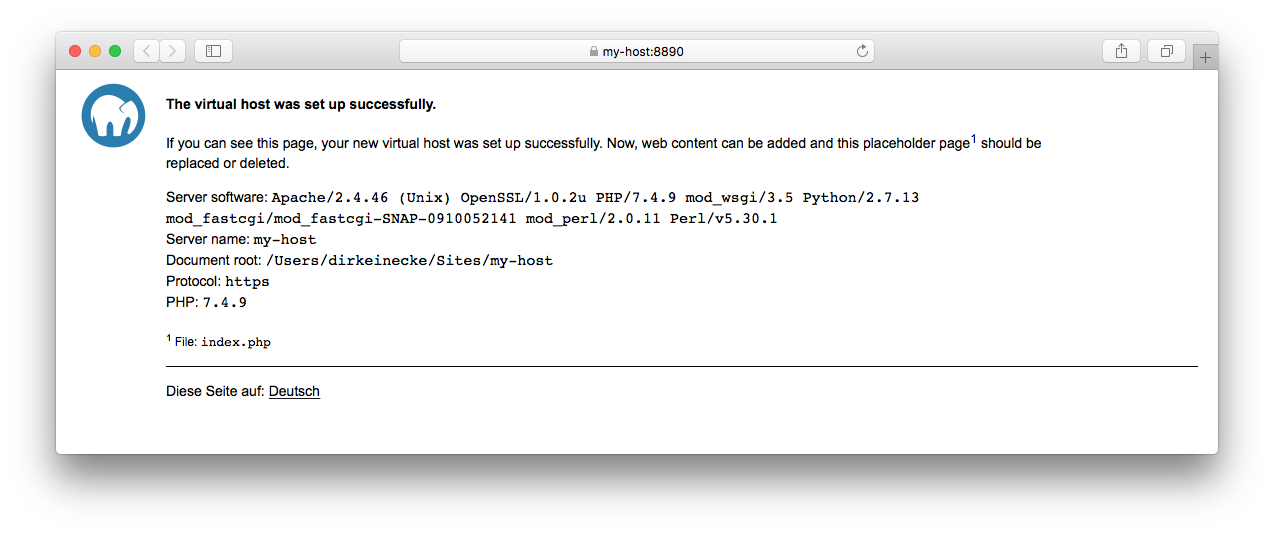 MAMP PRO - Create a new empty host - Done