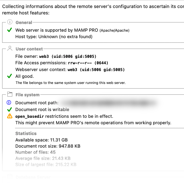 MAMP - Remote - Test script - Output