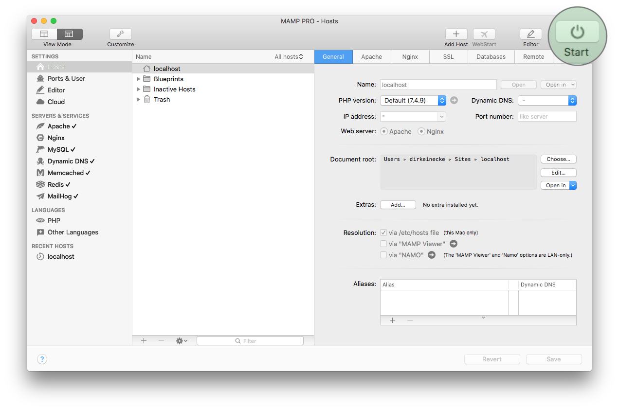 MAMP PRO - Start servers