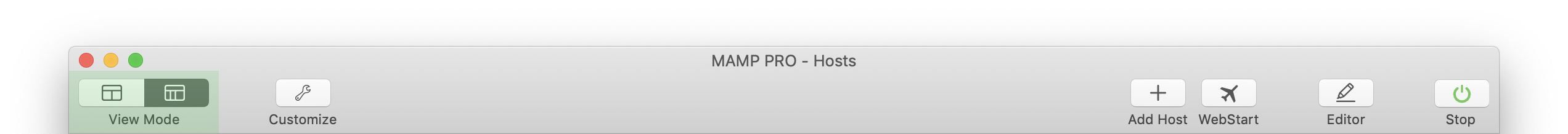 MAMP PRO - Toggle View Mode
