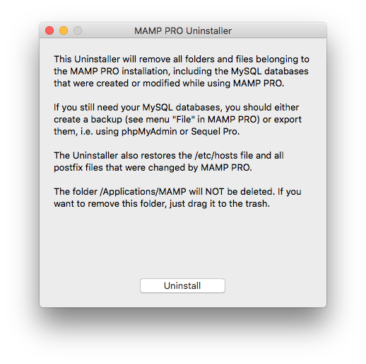 MAMP PRO Uninstaller