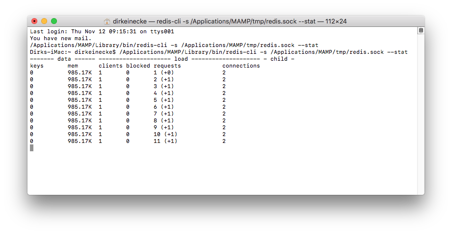 MAMP PRO - Servers & Services - Redis - Live Statistics