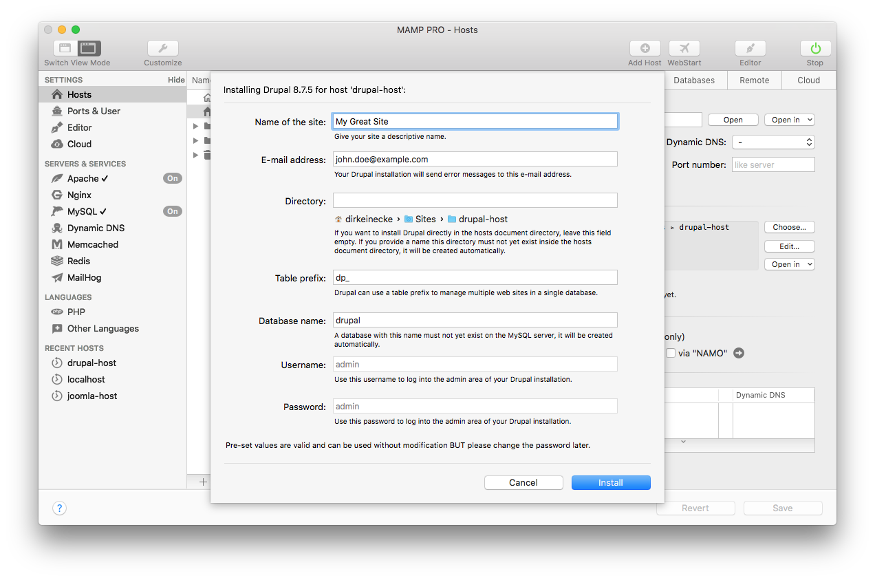 MAMP PRO - Extra - Drupal