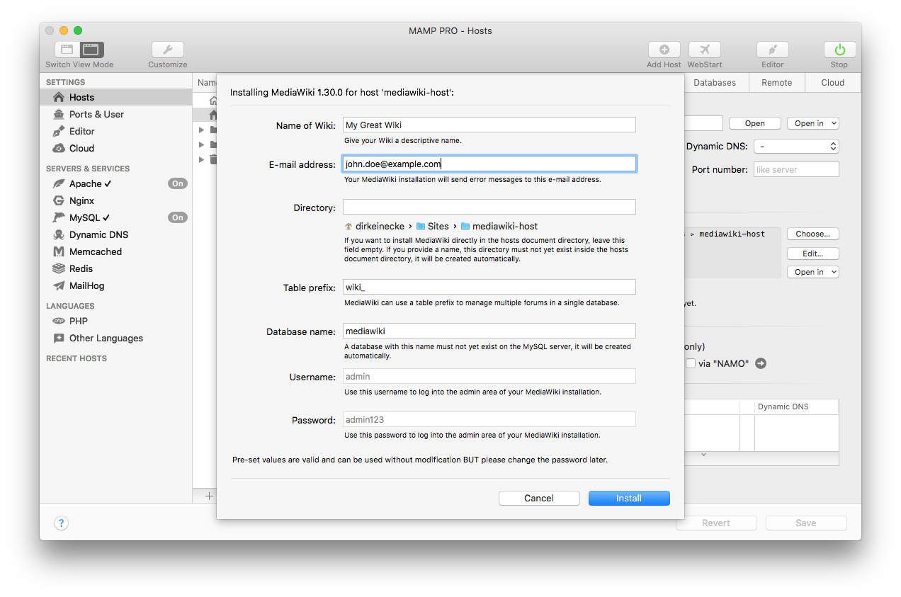 MAMP PRO - Extra - MediaWiki