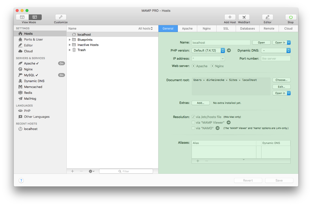 MAMP PRO - Hosts - General