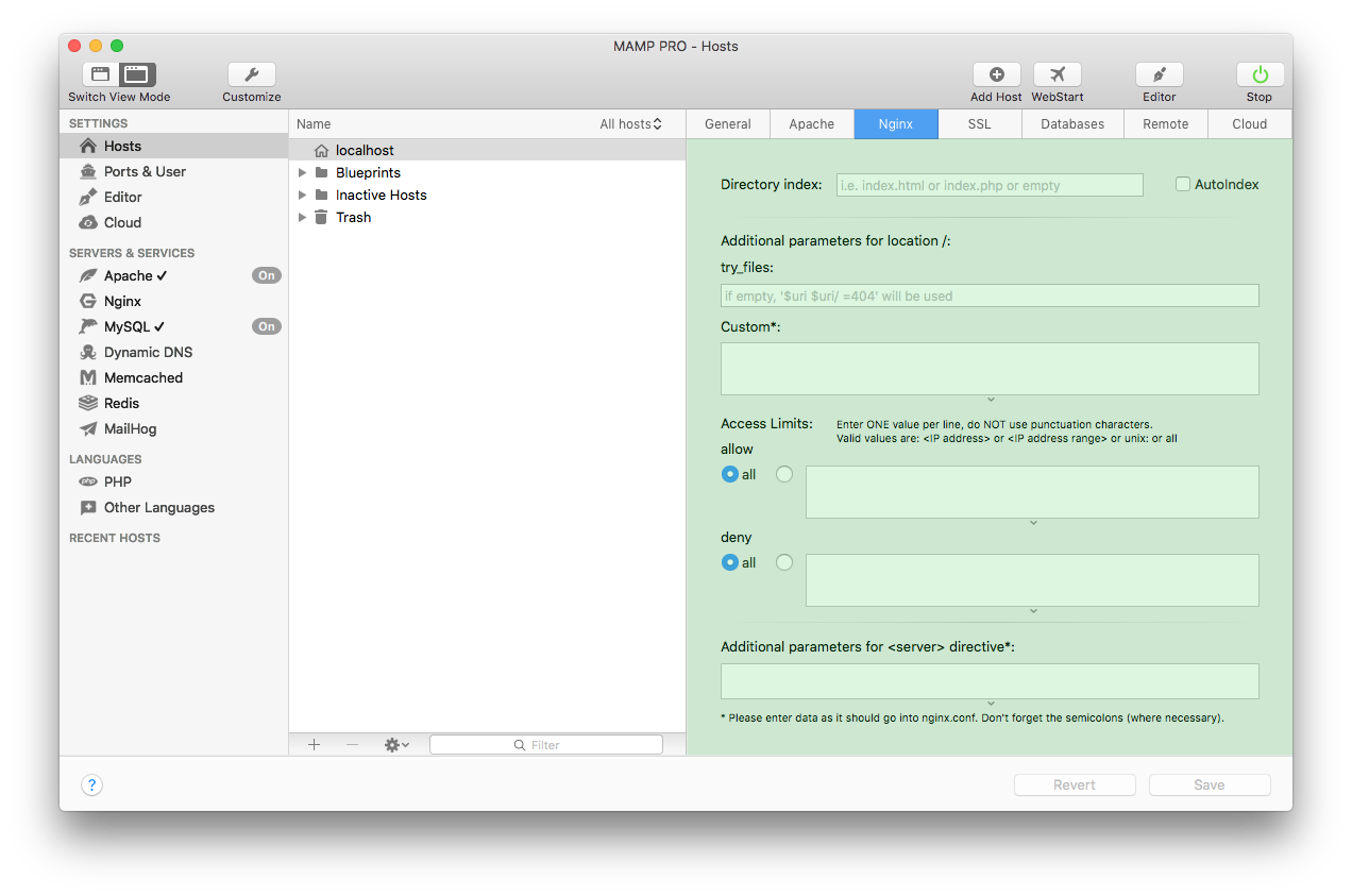 MAMP PRO - Nginx