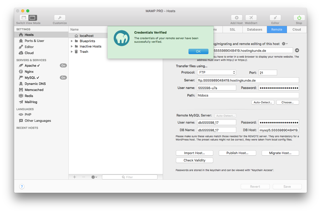 MAMP PRO - Remote - Check Validity (Credentials Verified)