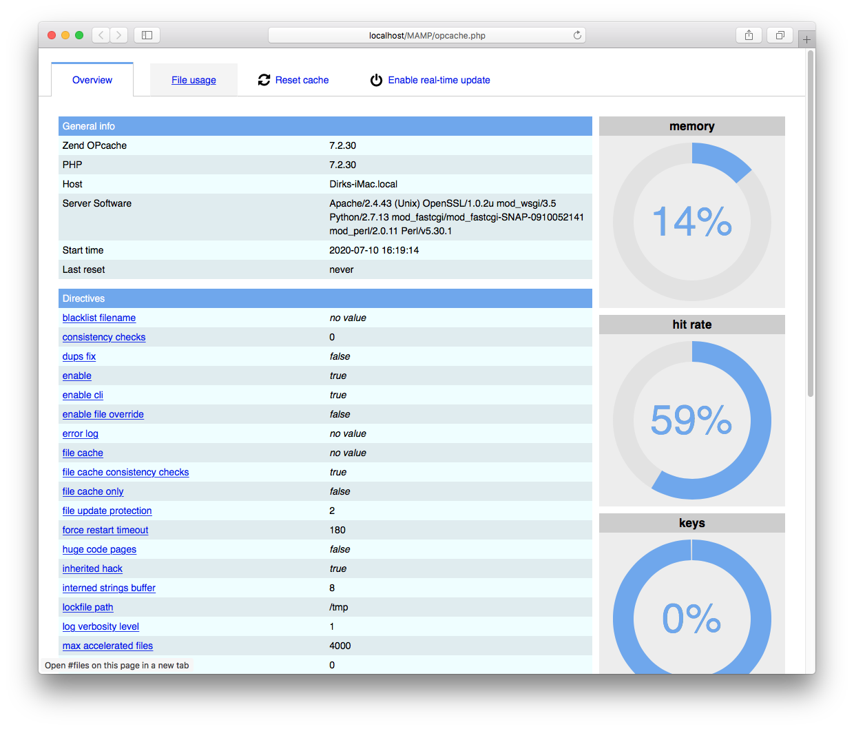 MAMP PRO - WebStart - Tools - OPCache