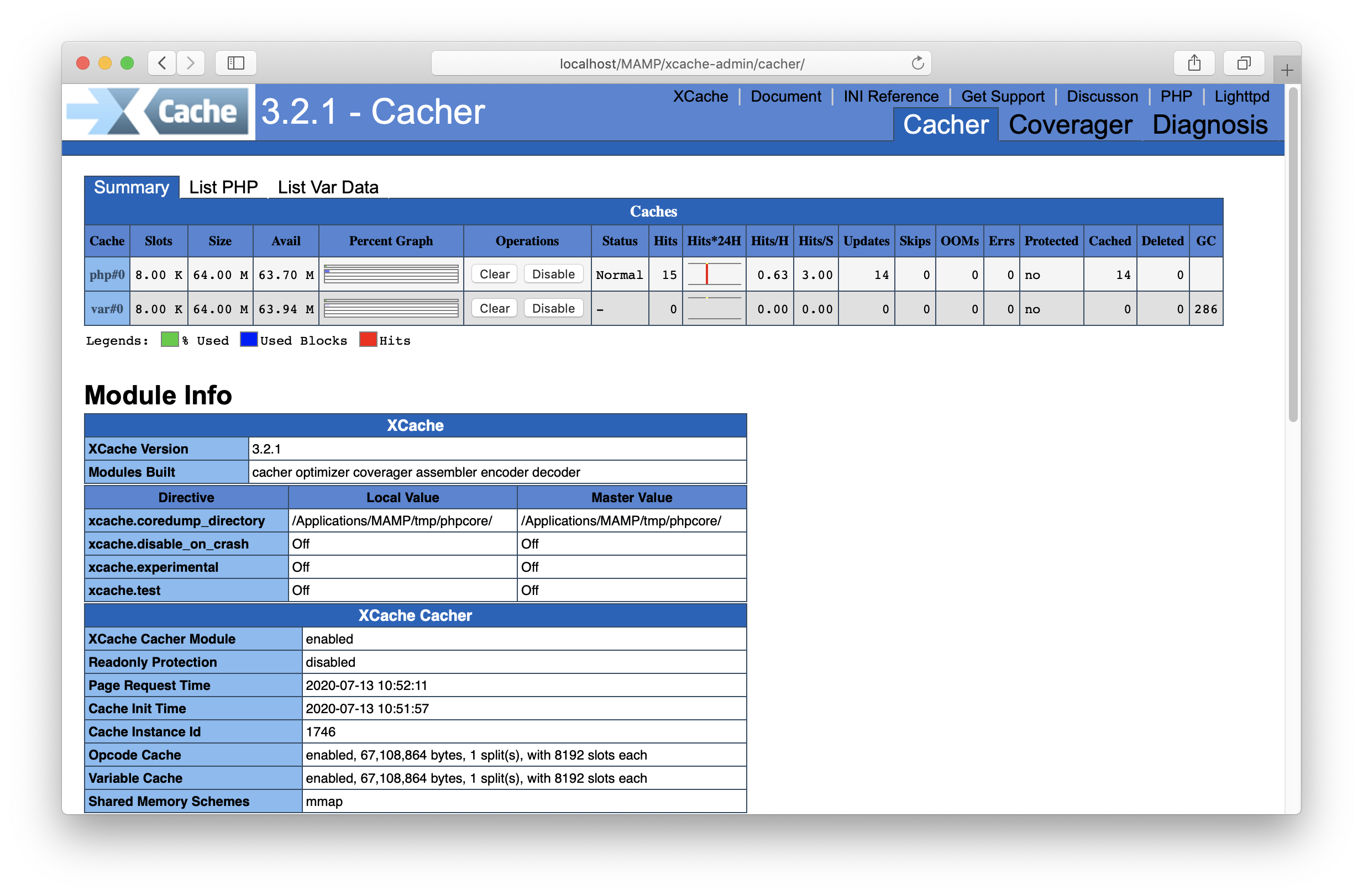 MAMP PRO - WebStart - Tools - XCache