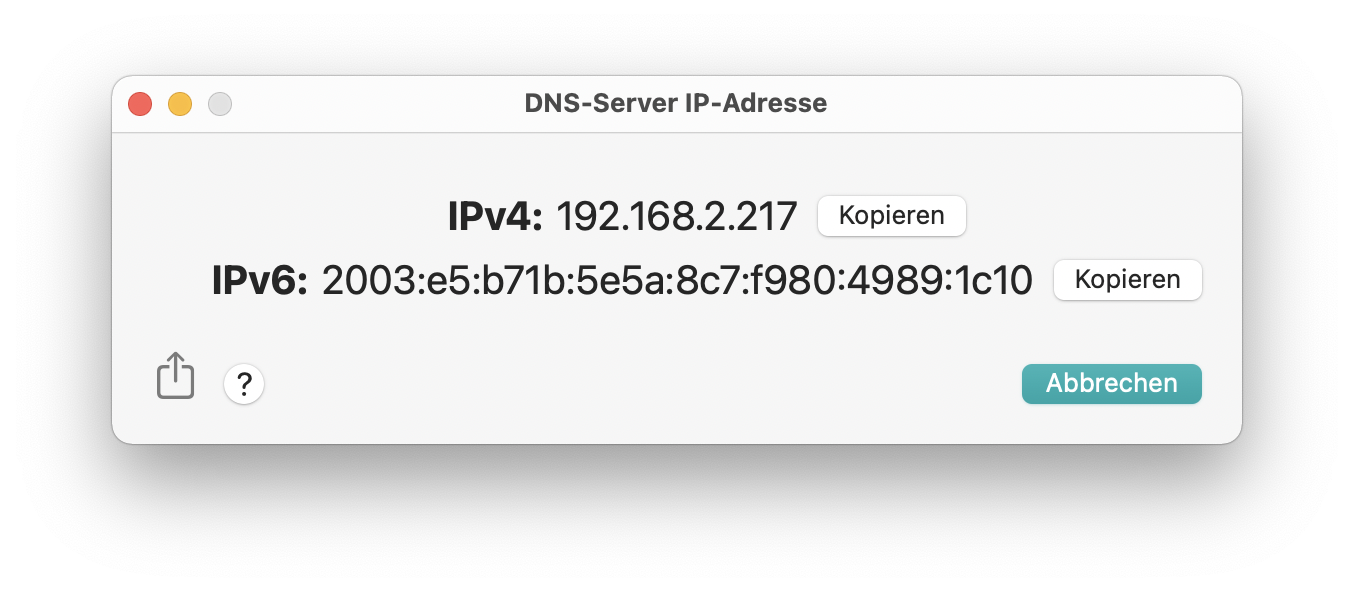 NAMO - IP-Adresse des DNS-Servers (IPv4 & IPv6)