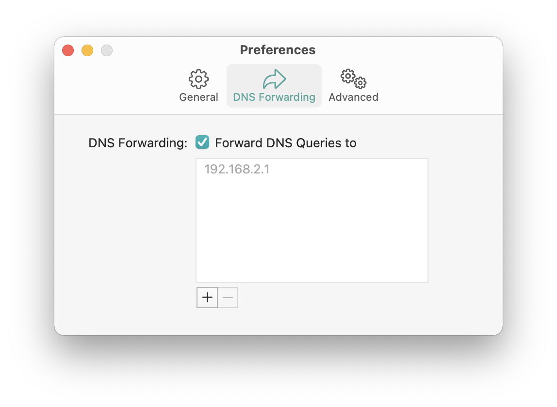 NAMO - Preferences - DNS Forwarding