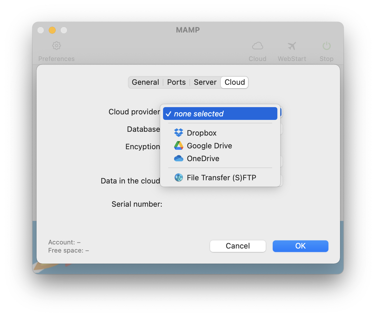 MAMP - Cloud - Select Cloud provider