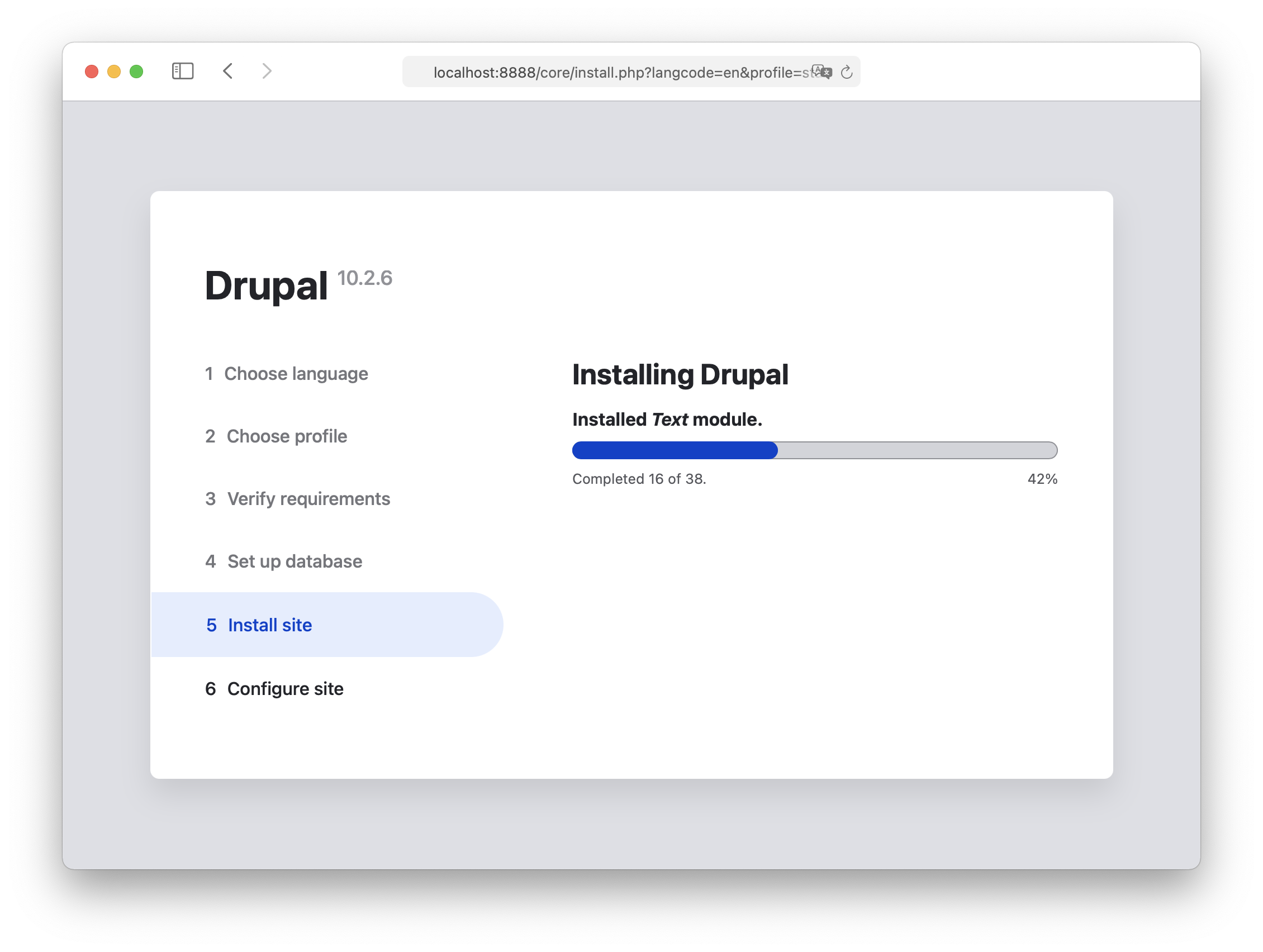 MAMP - Drupal installation - Installing Drupal