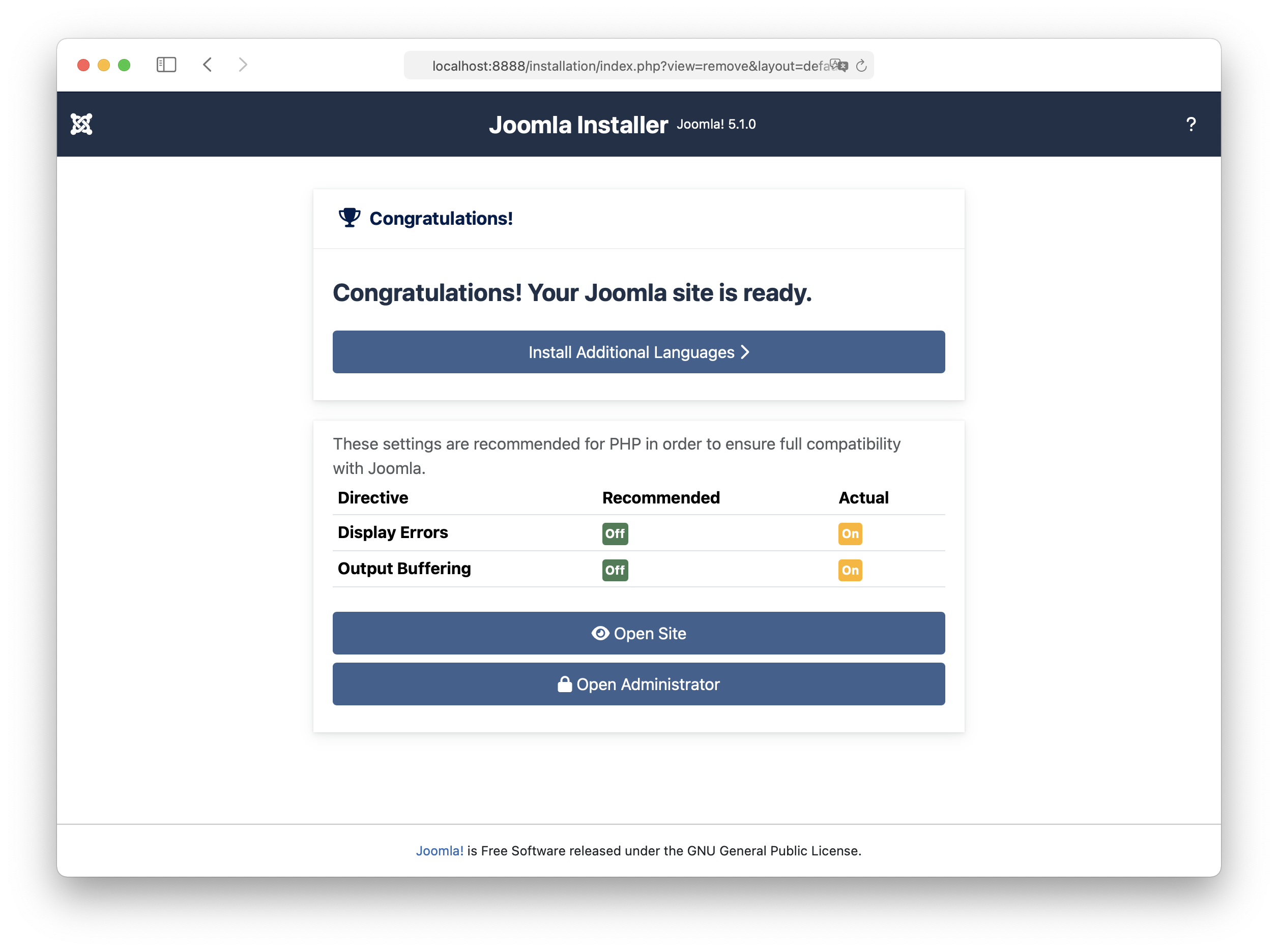 MAMP - Joomla installation