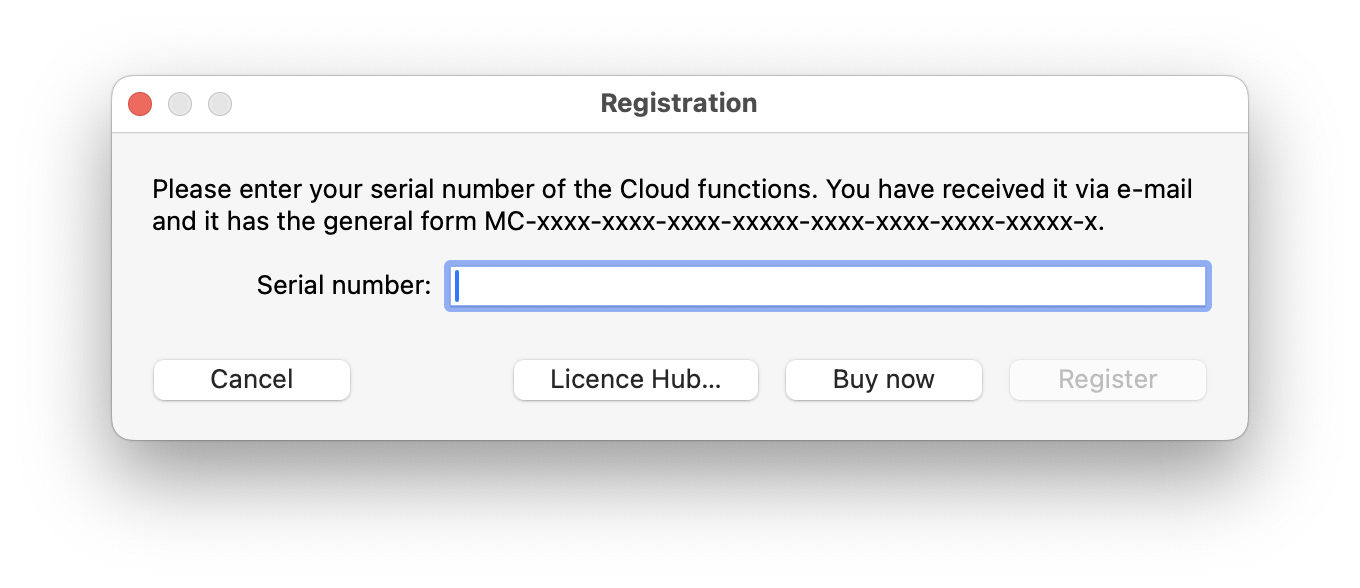 MAMP - Preferences - Cloud - Register