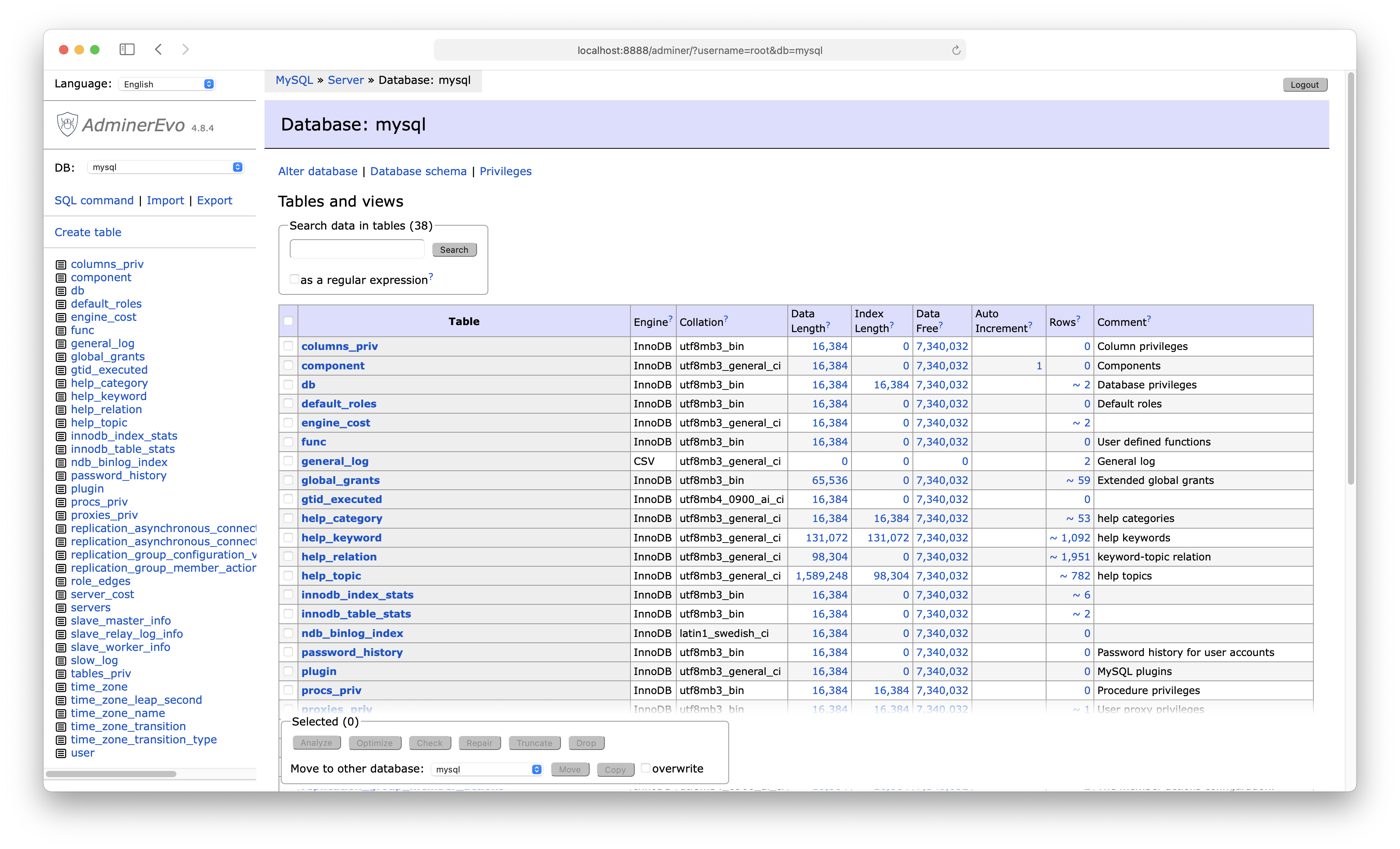 MAMP - WebStart - Adminer