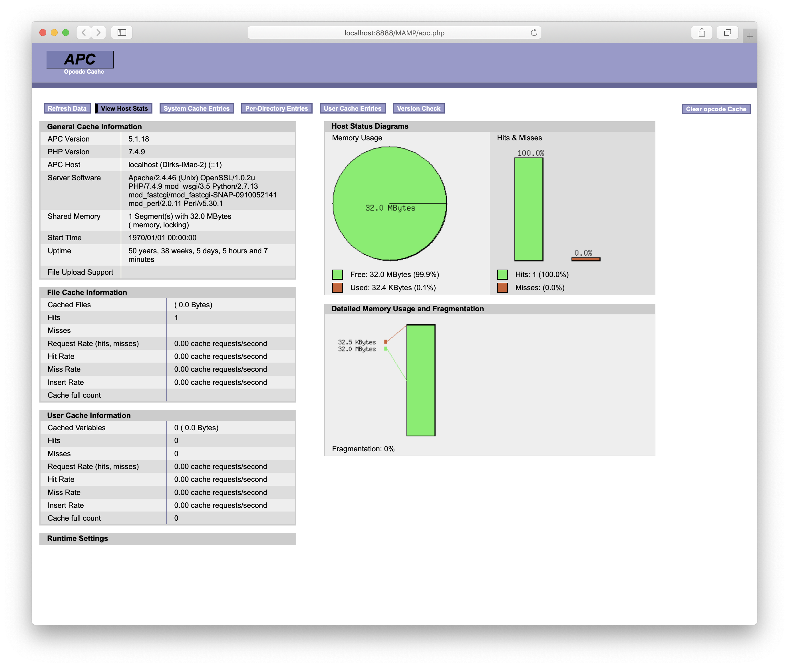 MAMP - WebStart - Tools - APCu