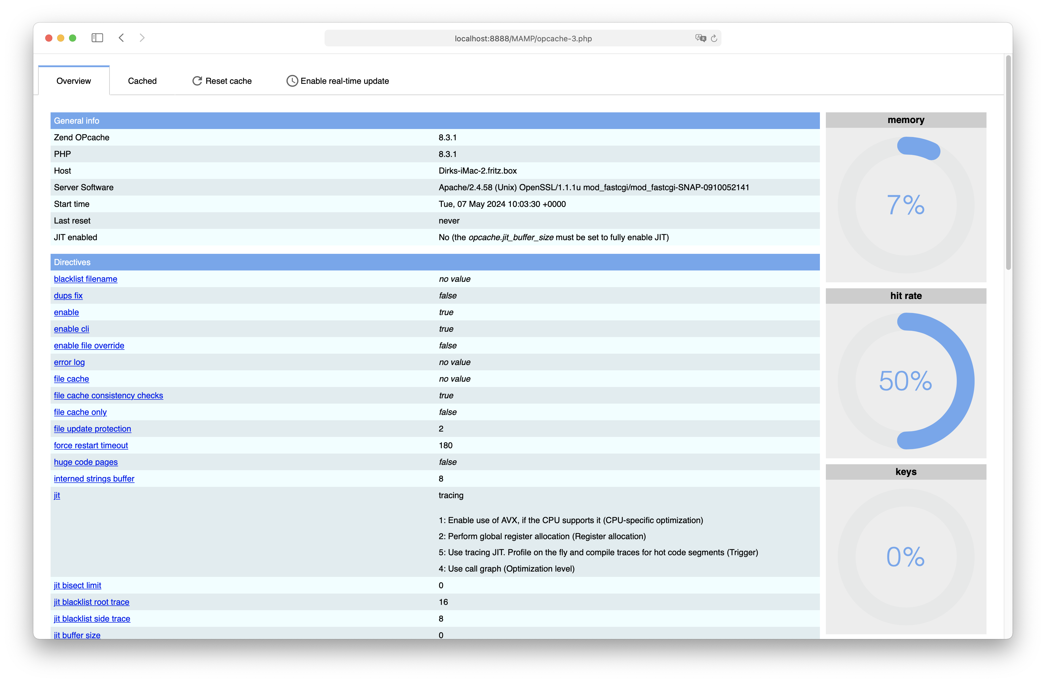 MAMP - WebStart - Tools - OPCache