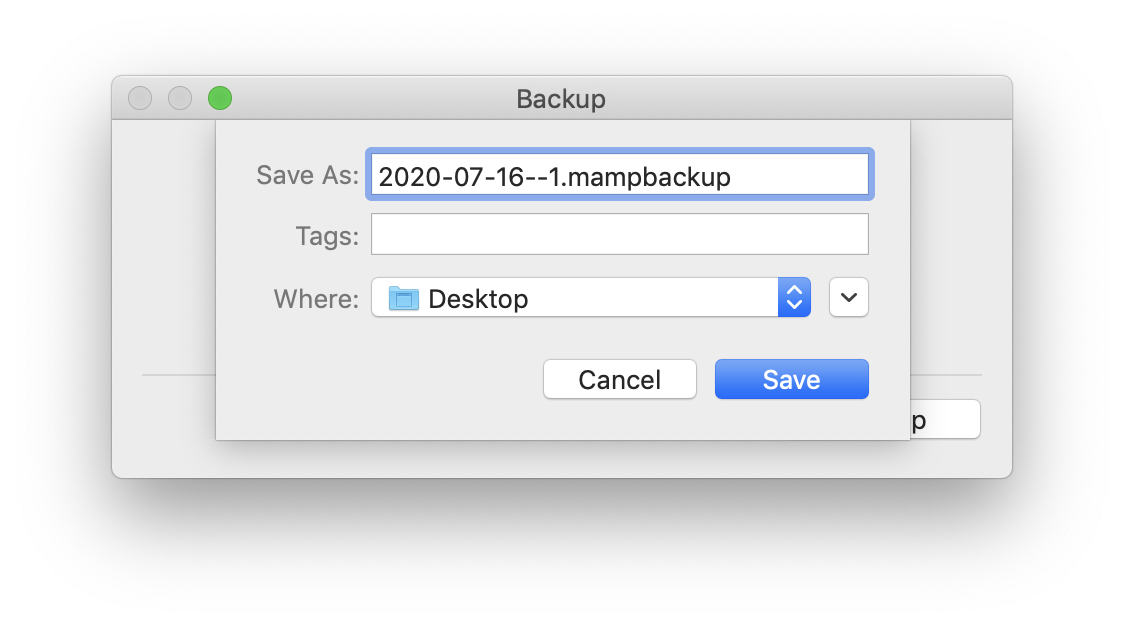MAMP PRO - Create Backup - Step 2