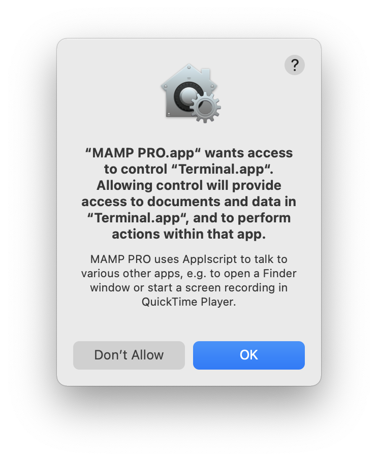 MAMP PRO - AppleScript Permissions on macOS