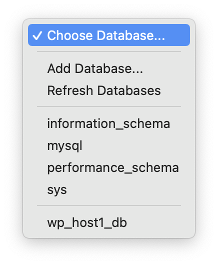 Sequel Ace - Choose Database