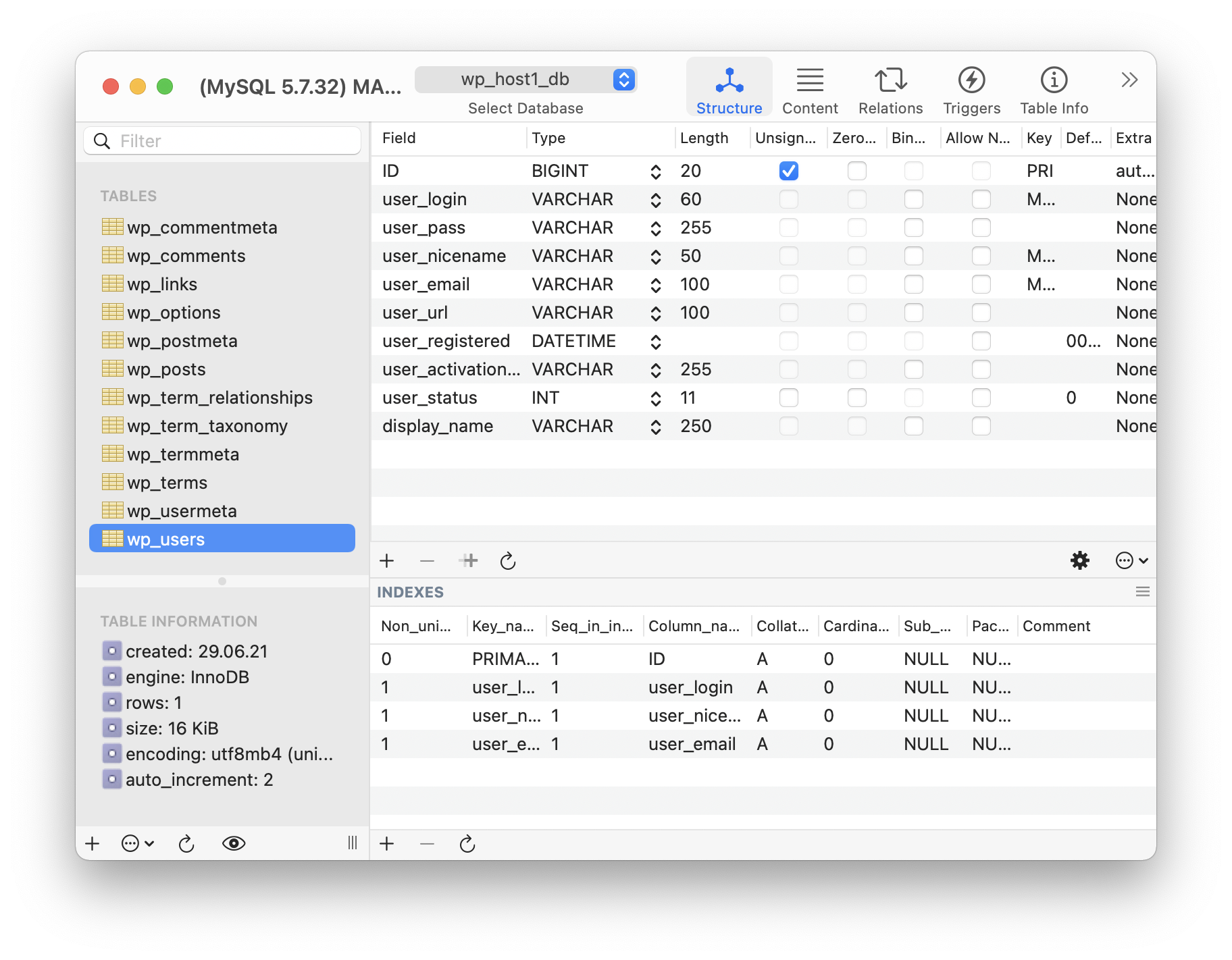 Sequel Ace - Database selected