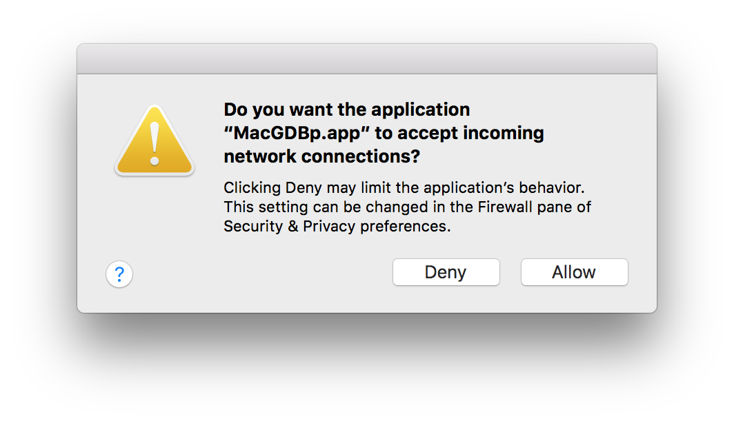 MacGDBp - Accept incoming network connections