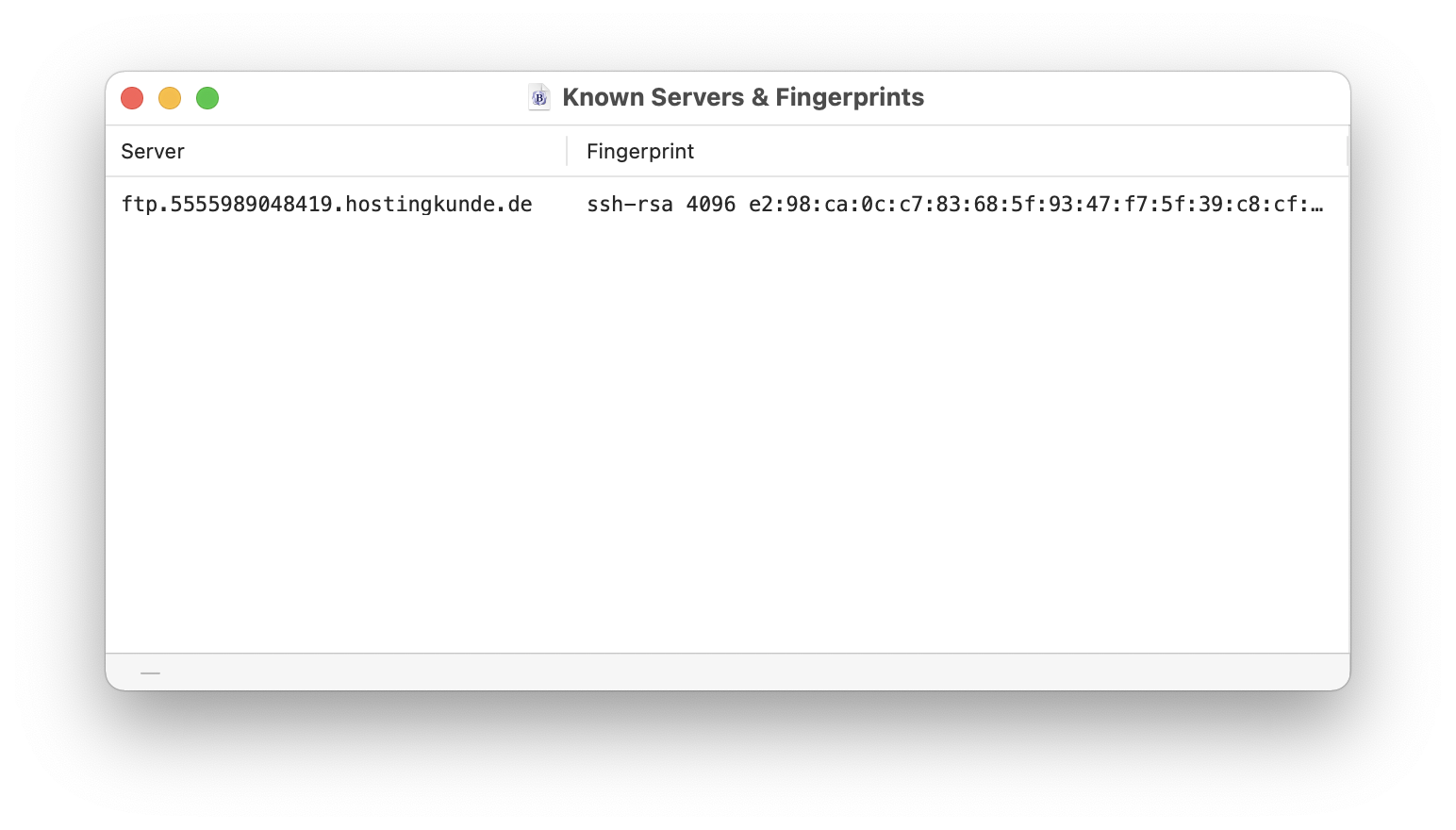 MAMP PRO - Menu - Tools - SFTP - Servers & Fingerprints