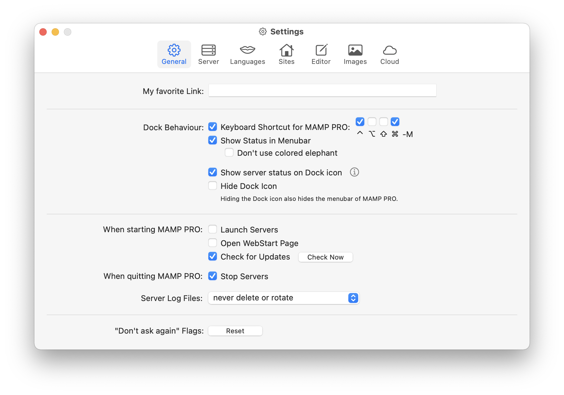 MAMP PRO - Settings - General