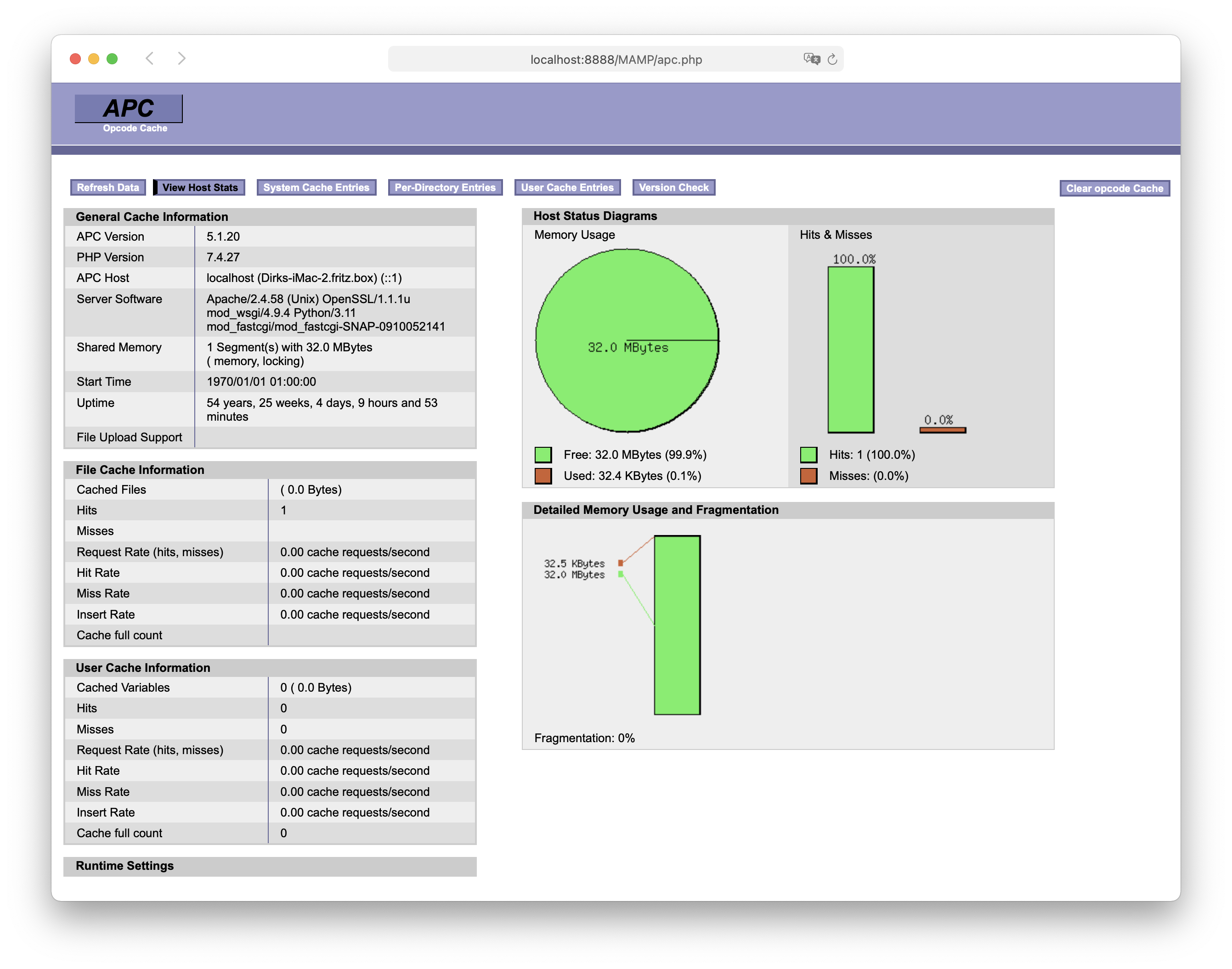 MAMP PRO - WebStart - Tools - APC