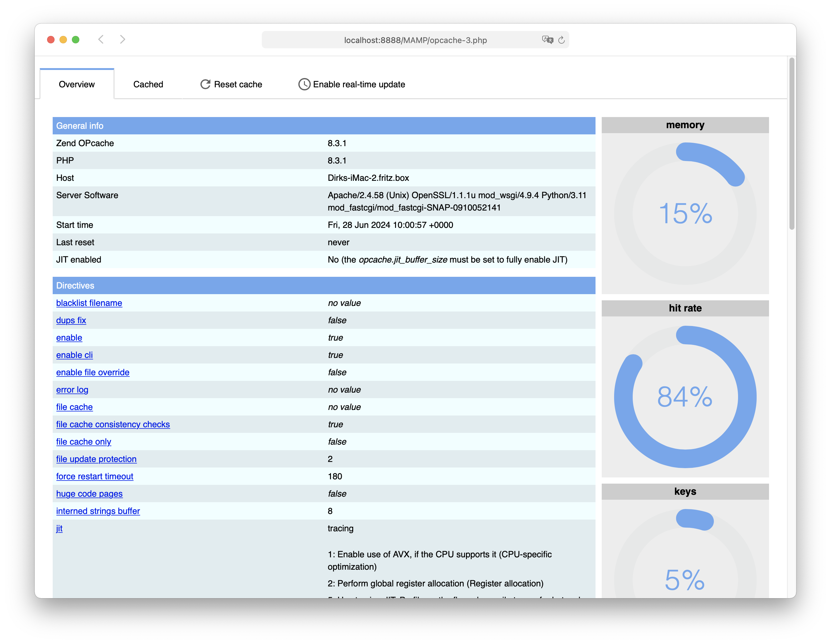 MAMP PRO - WebStart - Tools - OPCache